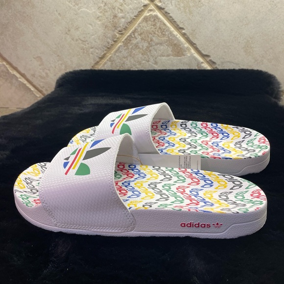 🆕 Adidas 🌈Rainbow Pride🌈 Adilette Lite SlipOn Slides, Men’s Size 10 - Picture 2 of 9